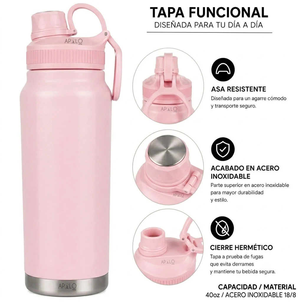 Termo Botella Térmico Acero Inoxidable 1000 ml Antiderrame
