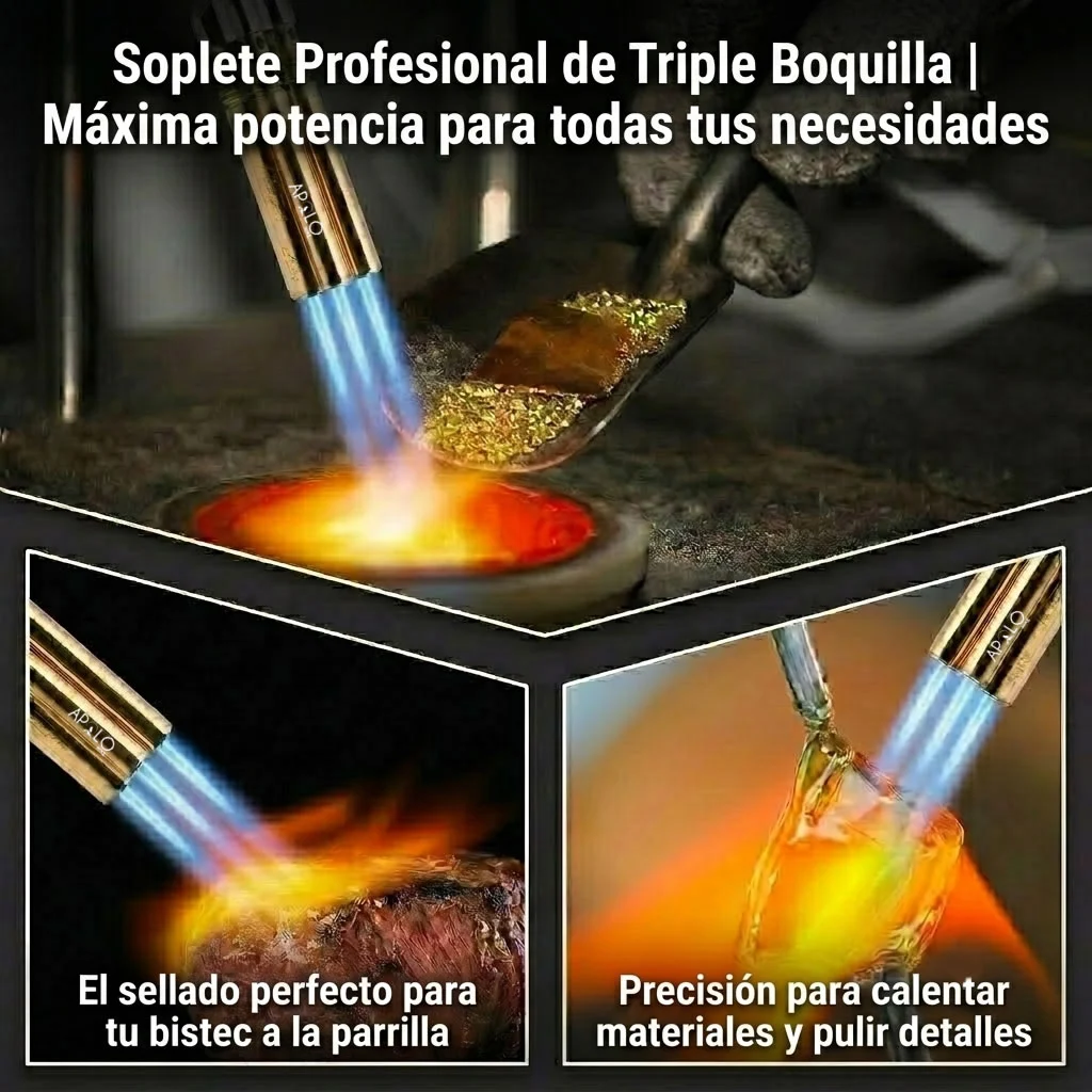 Antorcha Soplete De Gas Butano Chorro Triple Para Soldadura