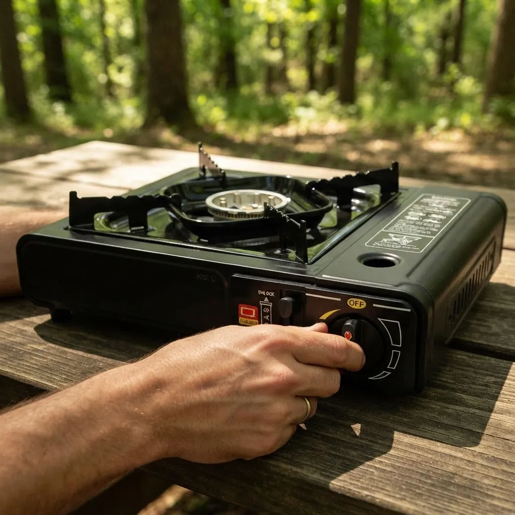 Estufa Portatil Fogon Camping + Accesorios + 4 Gas Butano