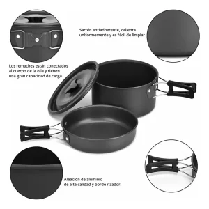 Set Cocina Estufa Gas + Portacomidas Olla Sarten + 2 Butano