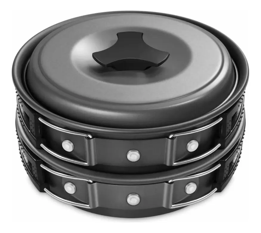 Set Cocina Estufa Gas + Portacomidas Olla Sarten + 3 Butano