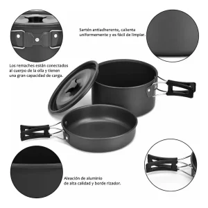 Set Cocina Estufa Gas + Portacomidas Olla Sarten + 4 Butano