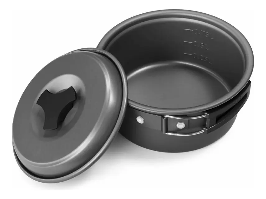 Set Cocina Estufa Gas + Portacomidas Olla Sarten + 4 Butano