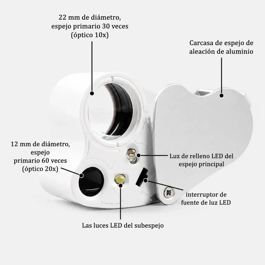Lupa De Joyería Aumento 30x y 60x Con Iluminación Led X 12 Und