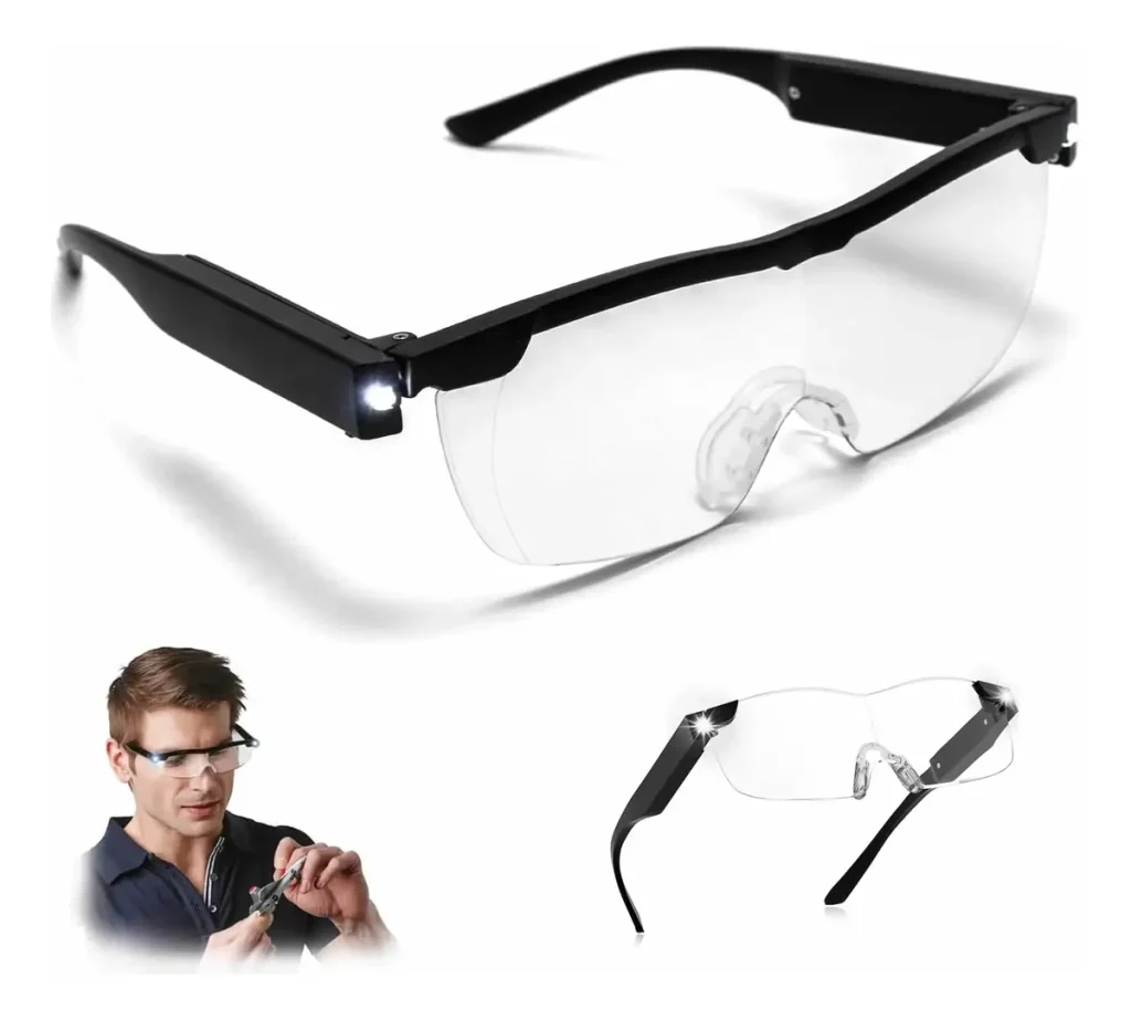 Gafas Lupa Aumento Proteccion Vision Luz Led Zoom 160 %