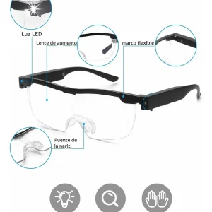 Gafas Lupa Aumento Proteccion Vision Luz Led Zoom 160 %