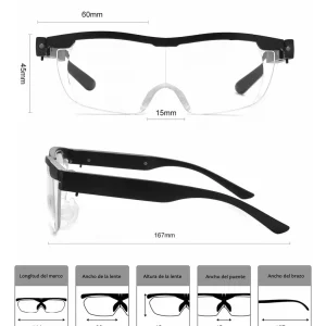 Gafas Lupa Aumento Proteccion Vision Luz Led Zoom 160 %