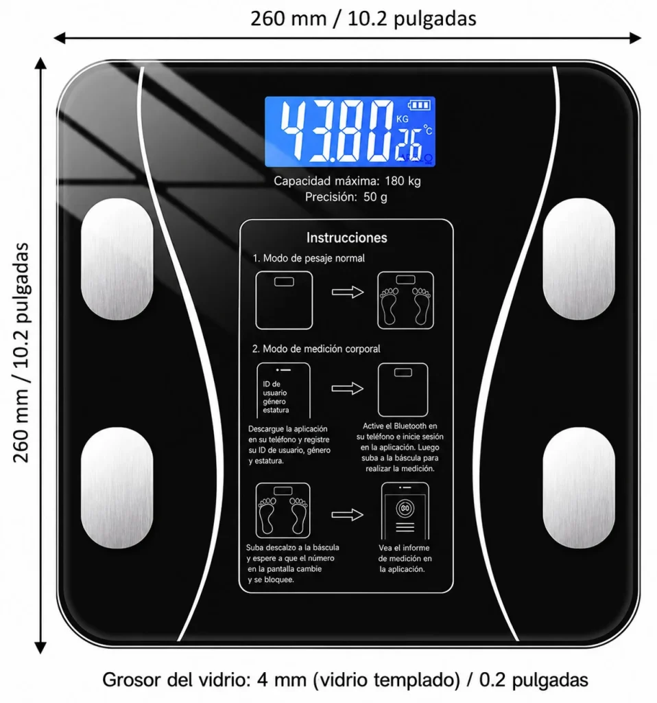 Bascula Digital Pesa Personal Inteligente Bluetooth 180 Kg