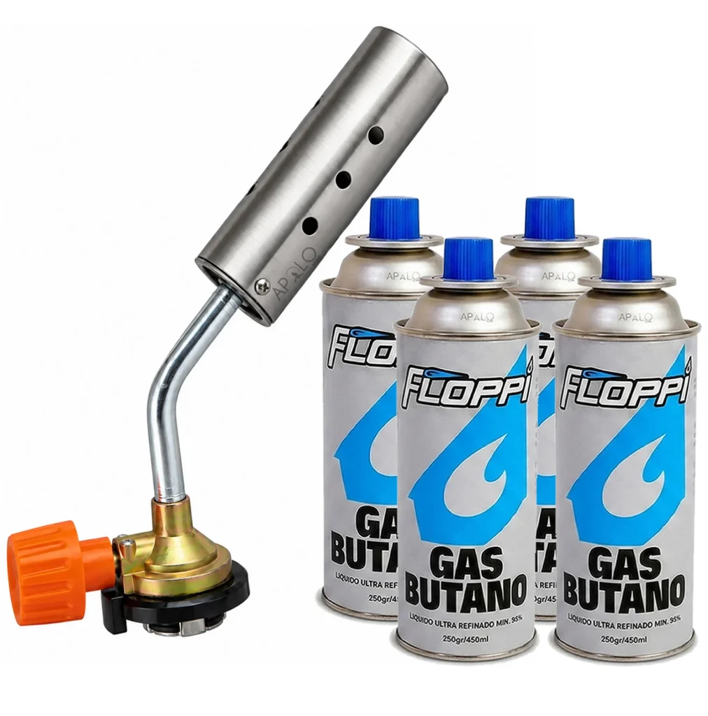 Antorcha Soplete Flameador Soldadura Salida Ancha + 4 Butano