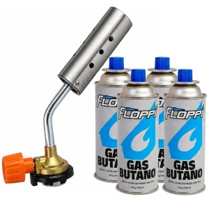 Antorcha Soplete Flameador Soldadura Salida Ancha + 4 Butano