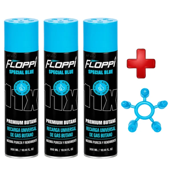 Recarga Gas Butano X3 Und Tanque Soplete Encendedor + Adaptador