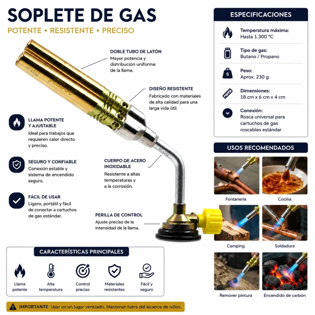 Antorcha Soplete De Gas Butano Chorro Triple Para Soldadura