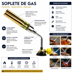 Antorcha Soplete De Gas Butano Chorro Triple Para Soldadura