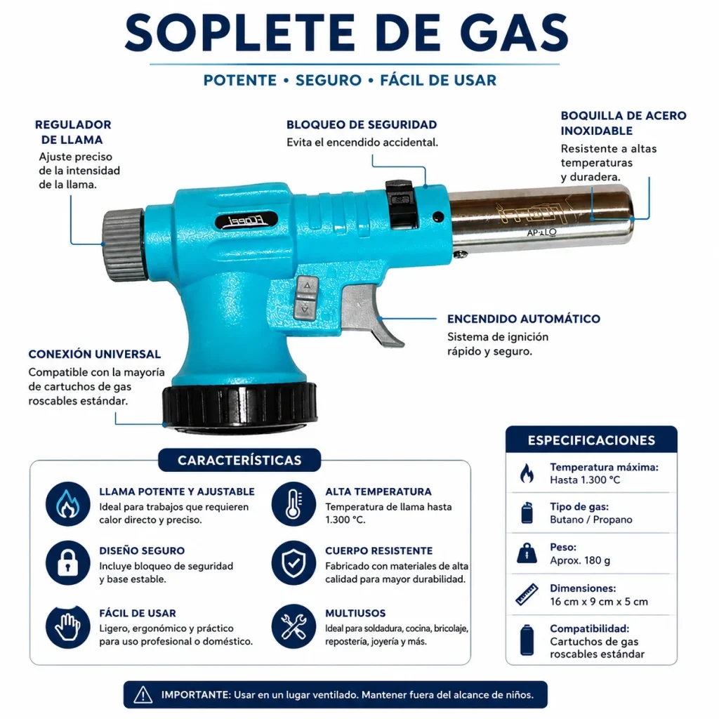 Soplete Antorcha Flameador Culinario + 1 Tanque Gas Butano
